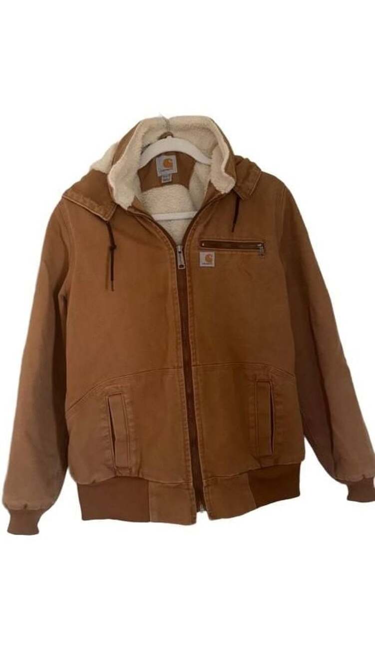Carhartt Weathered Wildwood Jacket Brown Medium Sherpa Lined Hooded